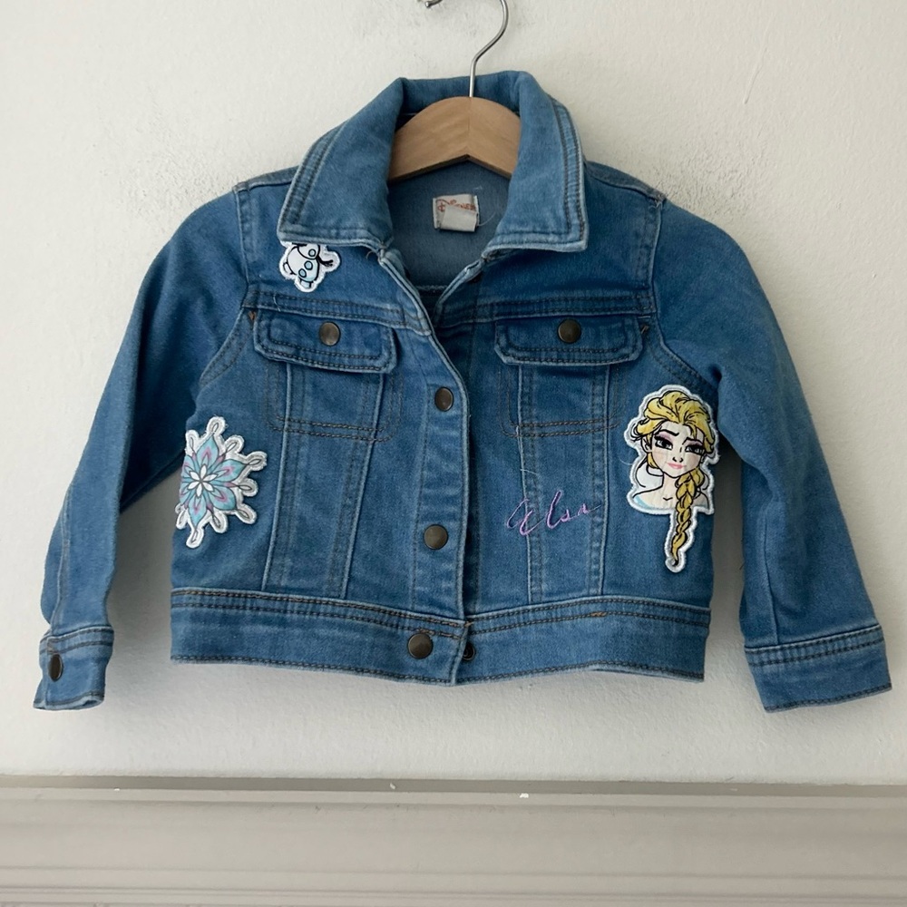 Disney Princess Kids Denim Jacket with Elsa Olaf Frozen Snowflake Designs 2T